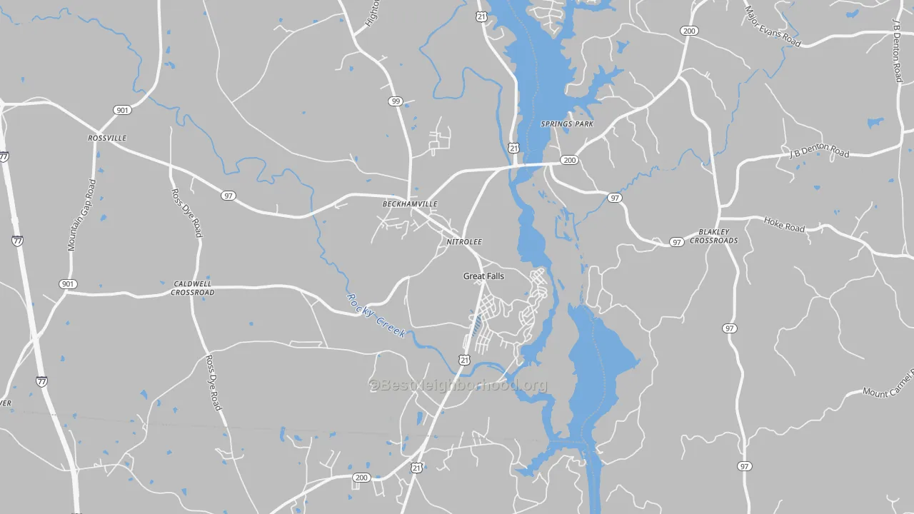 Transit Grade map of Great Falls, SC
