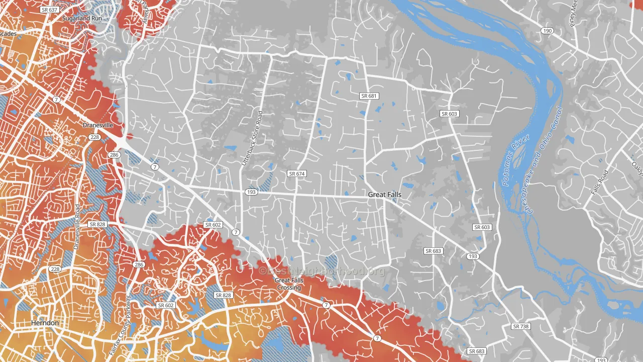 Transit Grade map of Great Falls, VA