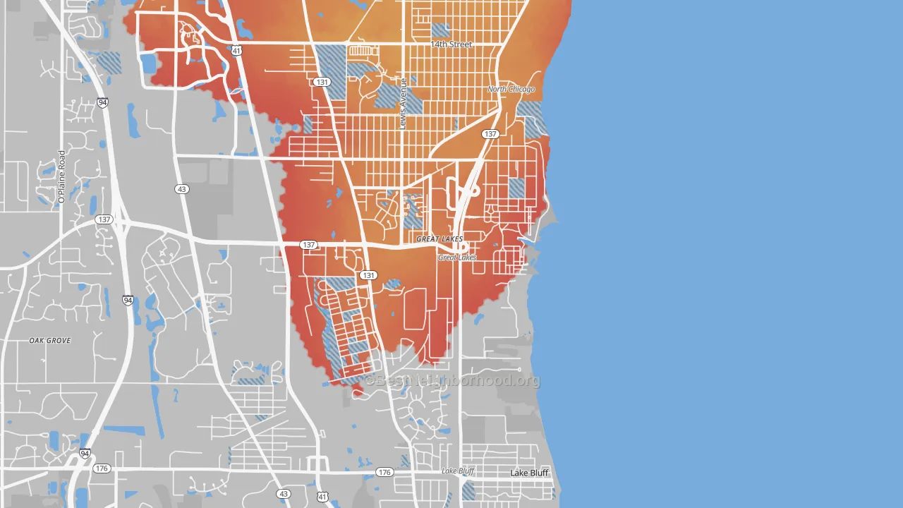 Transit Grade map of Great Lakes, IL