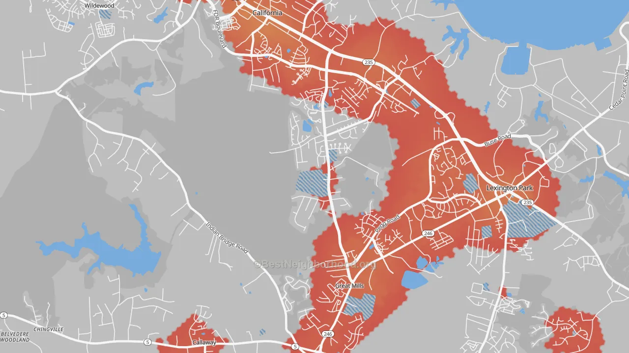 Transit Grade map of Great Mills, MD