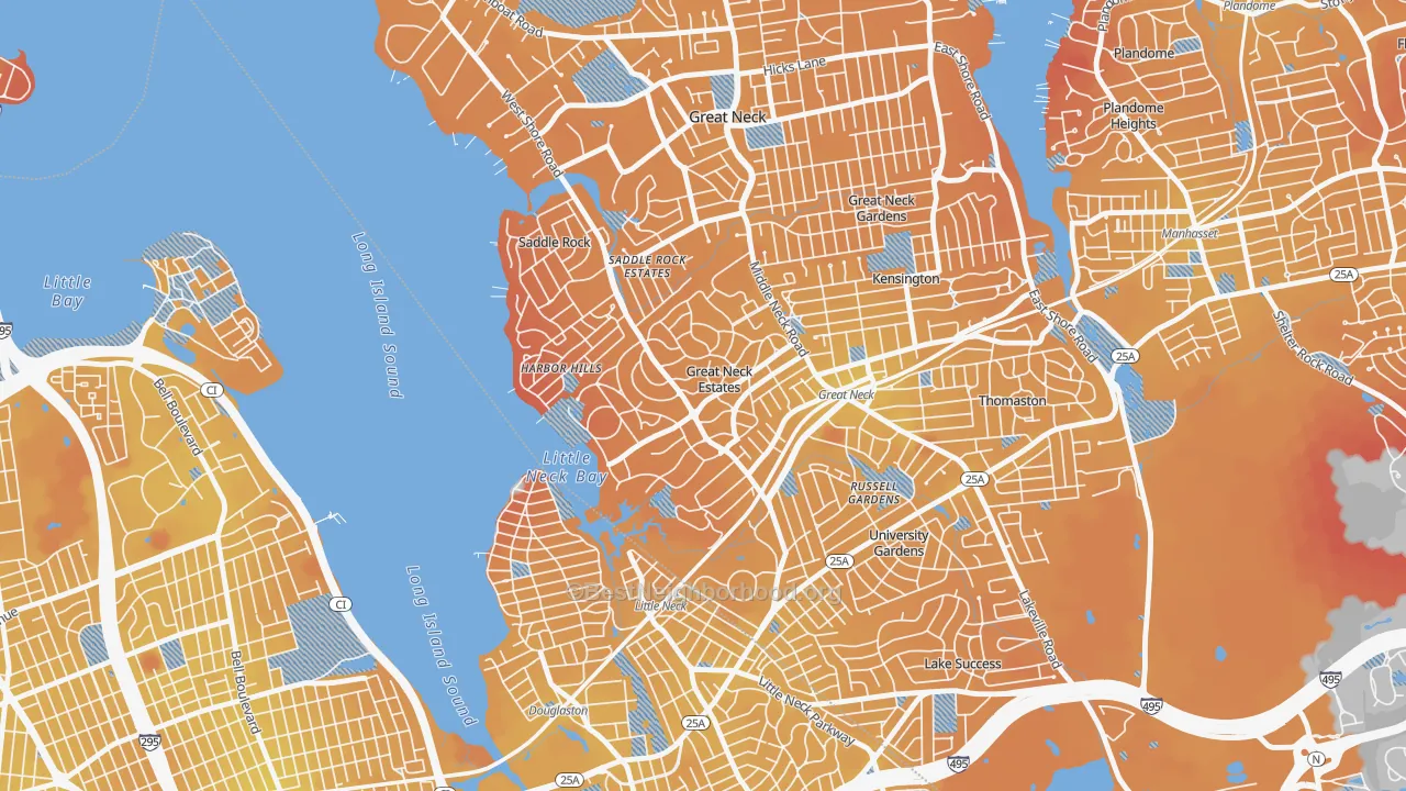Transit Grade map of Great Neck Estates, NY