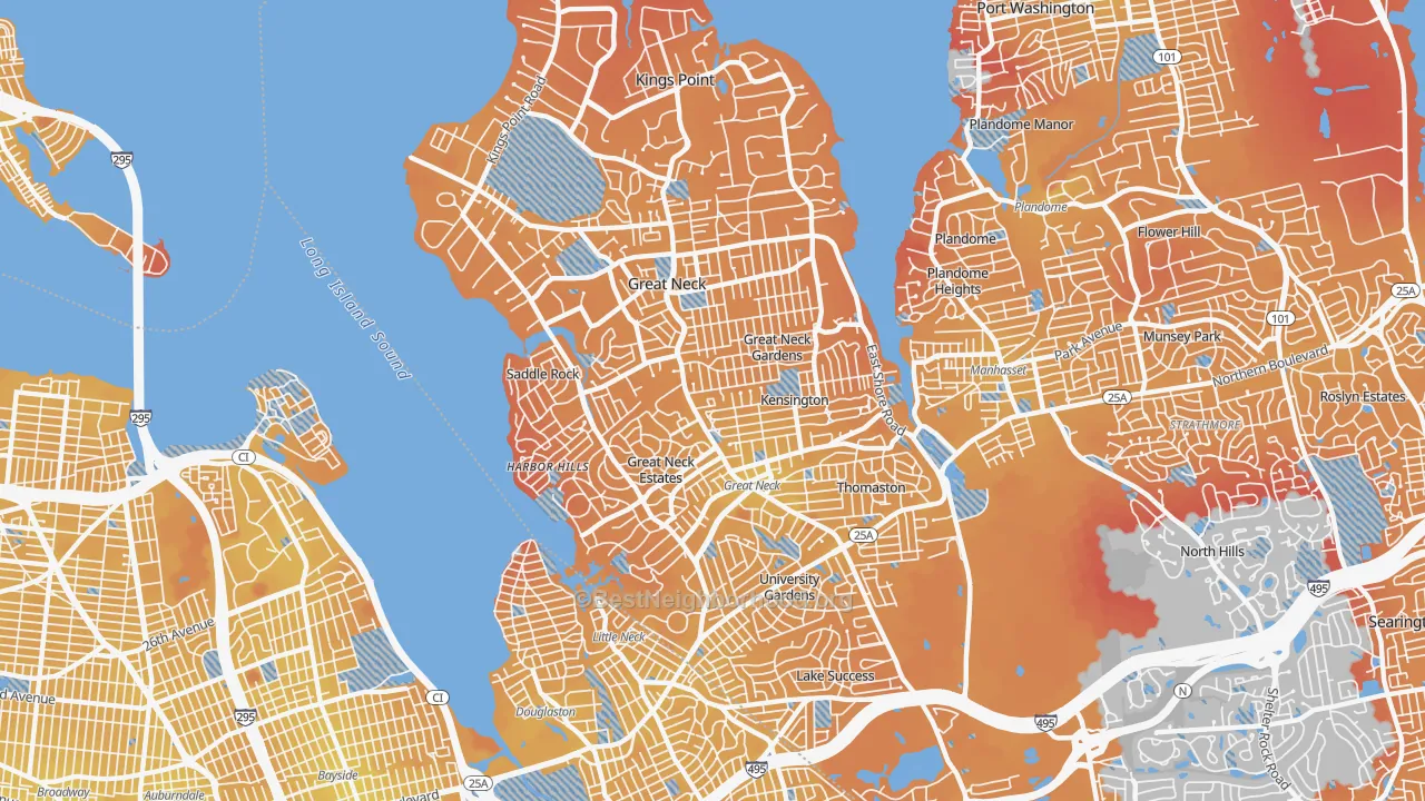 Transit Grade map of Great Neck, NY