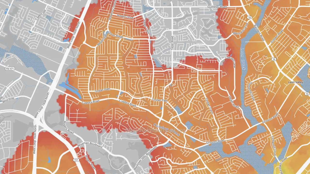 Transit Grade map of Great Northwest, San Antonio, TX
