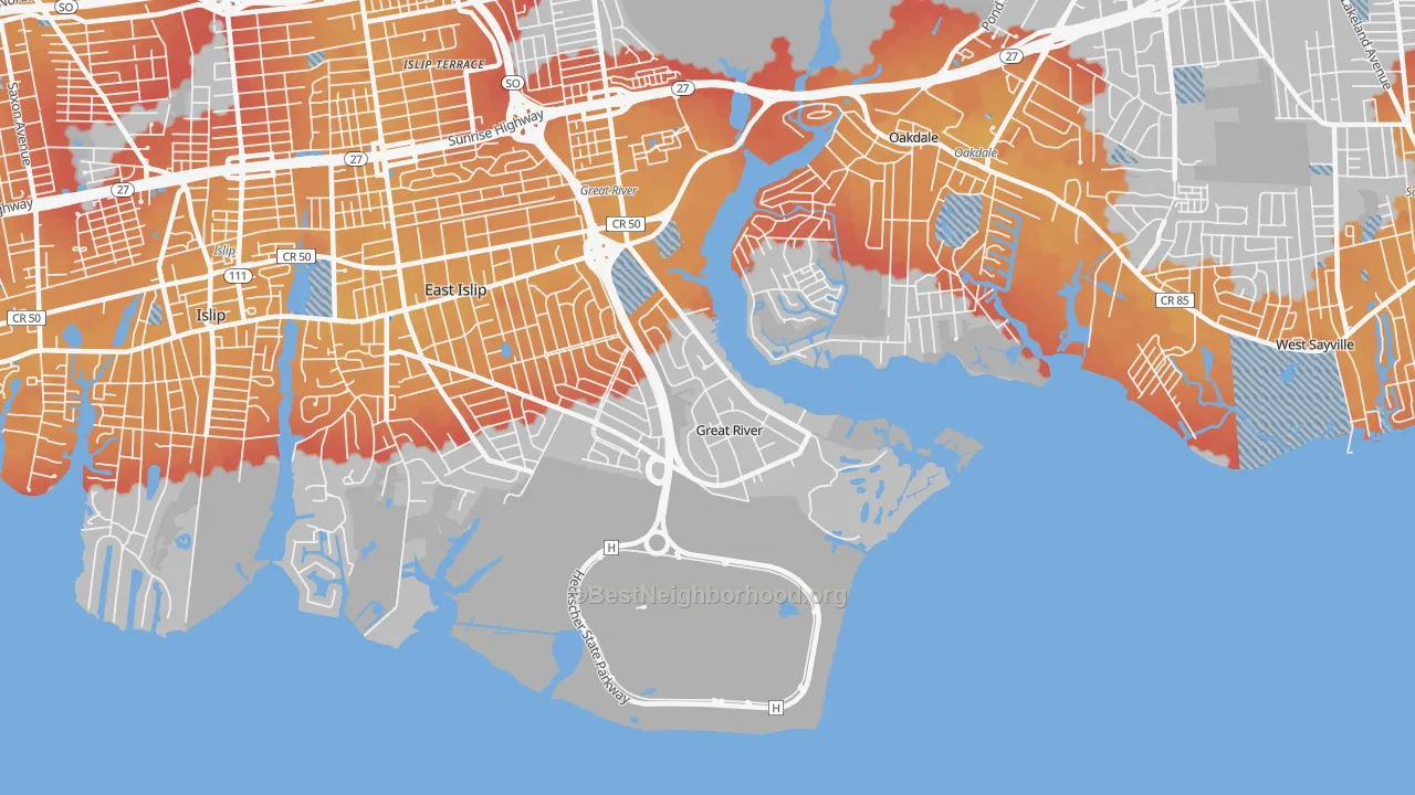 Transit Grade map of Great River, NY