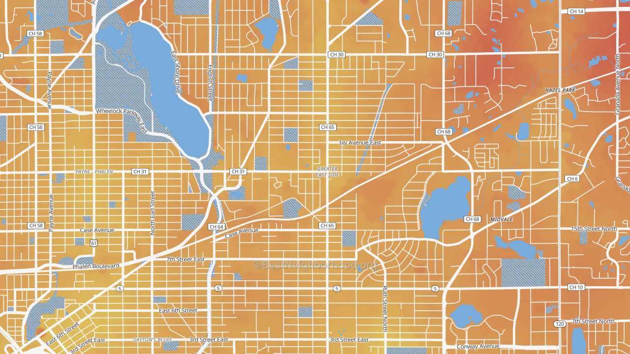 Transit Grade map of Greater Eastside, St. Paul, MN