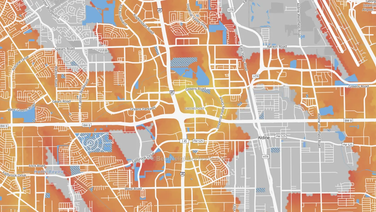 Transit Grade map of Greater Greenspoint, Houston, TX