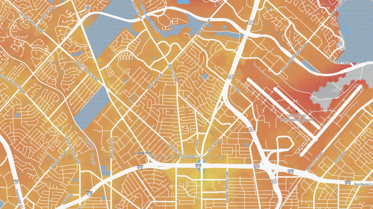 Transit Grade map of Greater Harmony Hills, San Antonio, TX