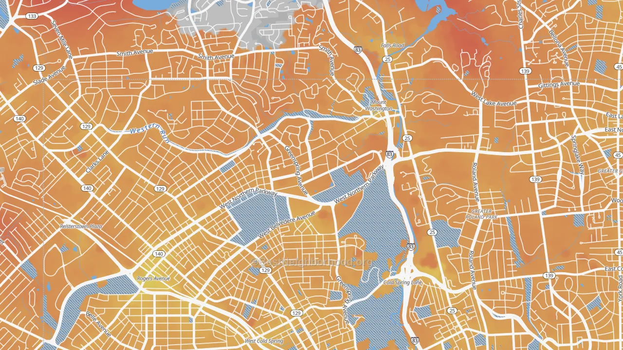 Transit Grade map of Greater Mount Washington, Baltimore, MD