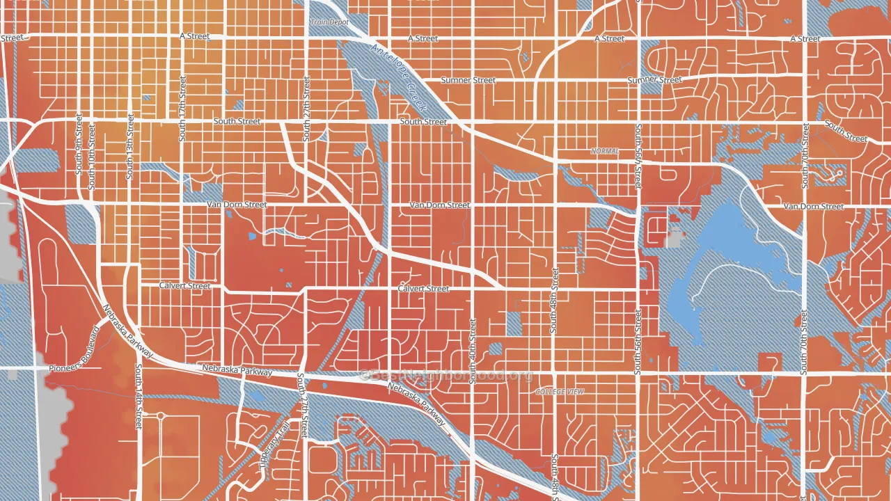 Transit Grade map of Greater South, Lincoln, NE