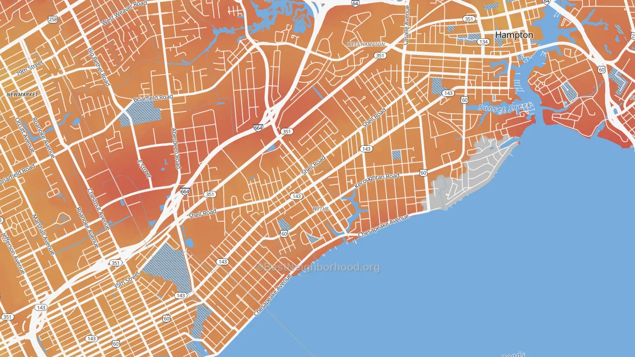 Transit Grade map of Greater Wythe, Hampton, VA