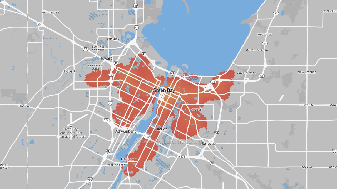 Transit Grade map of Green Bay, WI