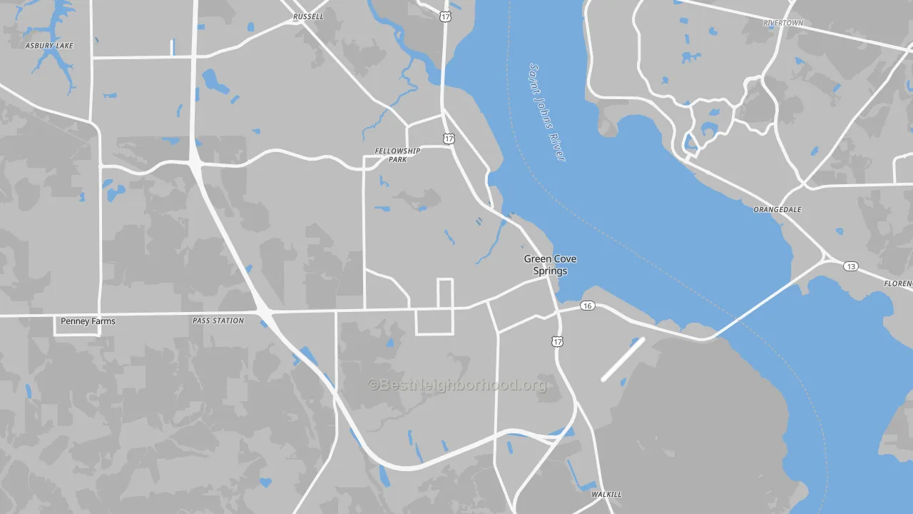 Transit Grade map of Green Cove Springs, FL