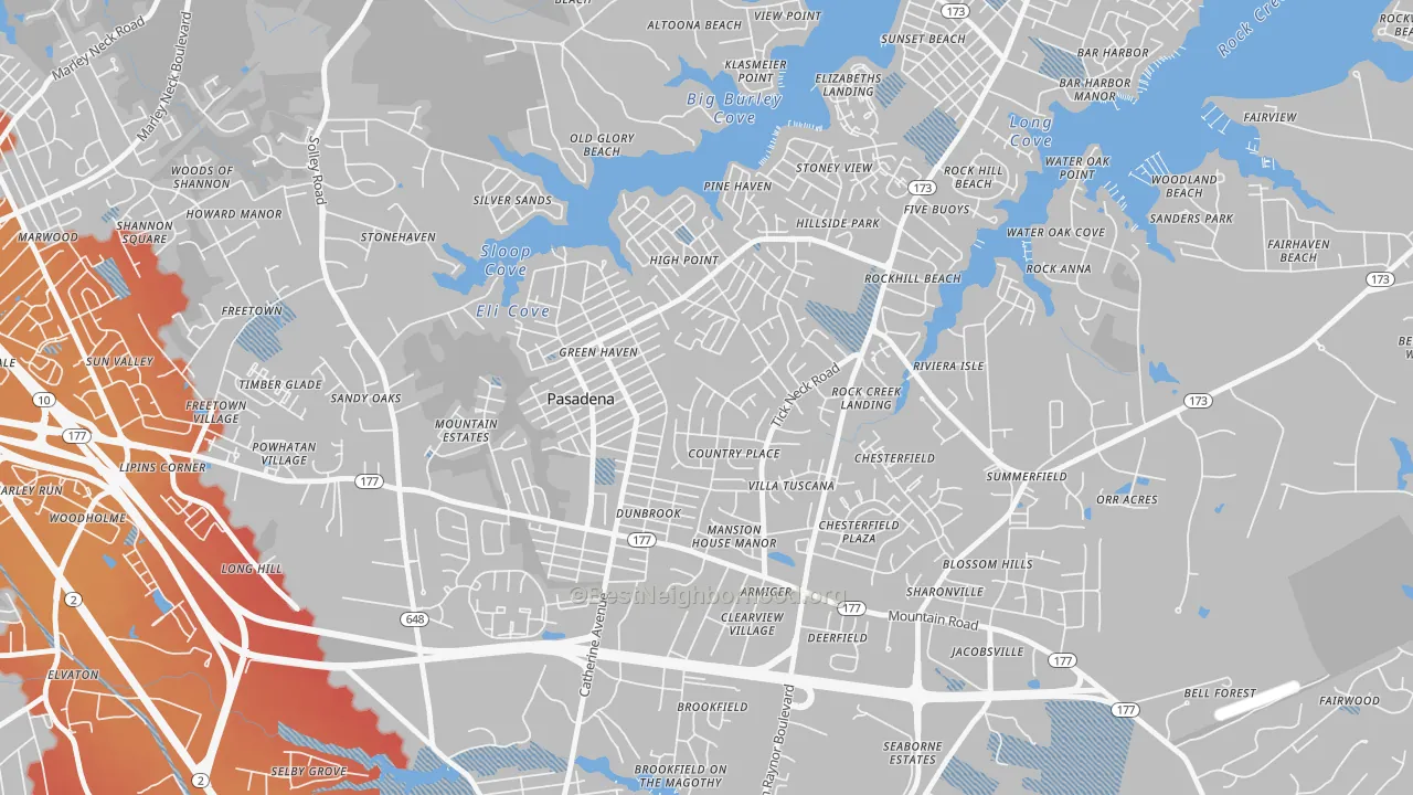 Transit Grade map of Green Haven, Pasadena, MD