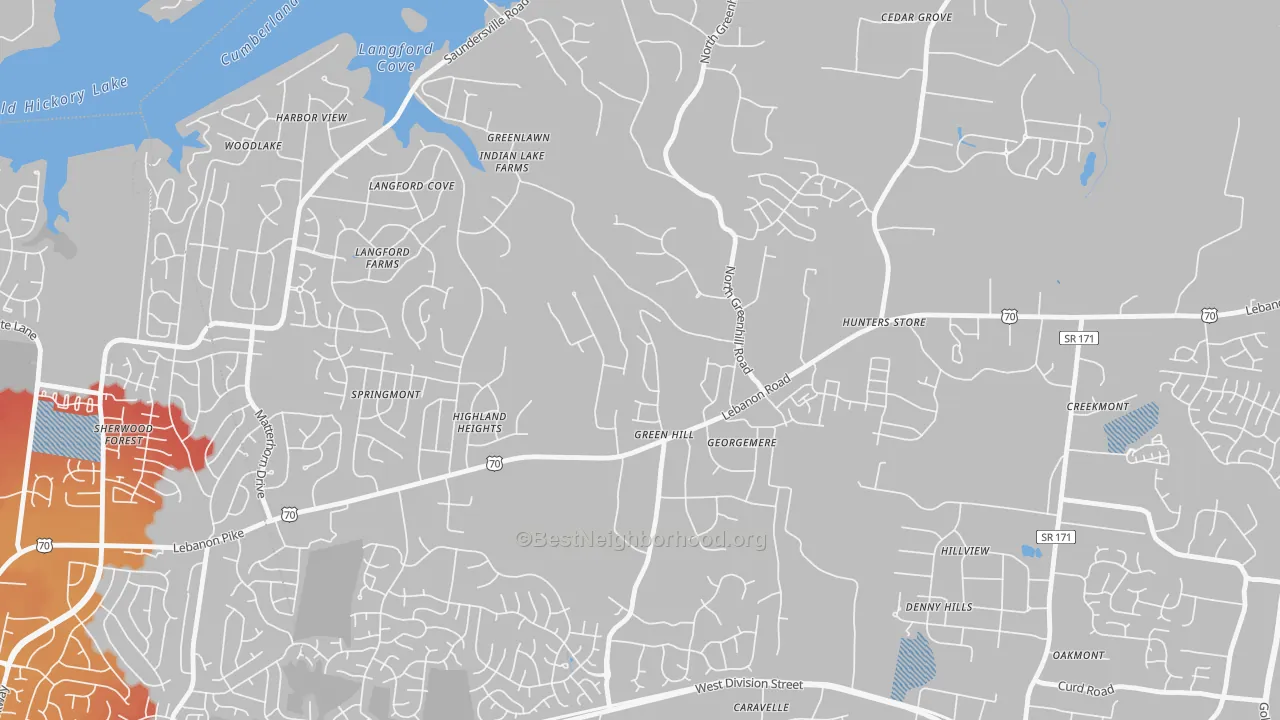 Transit Grade map of Green Hill, TN