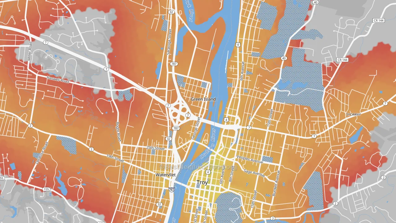 Transit Grade map of Green Island, NY