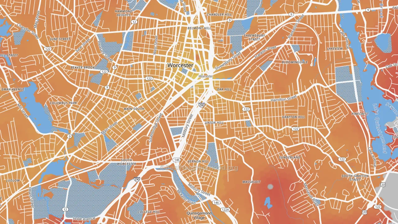 Transit Grade map of Green Island, Worcester, MA