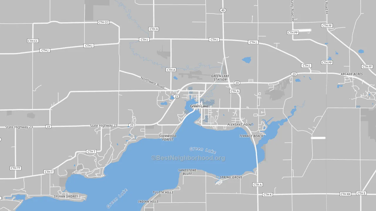 Transit Grade map of Green Lake, WI