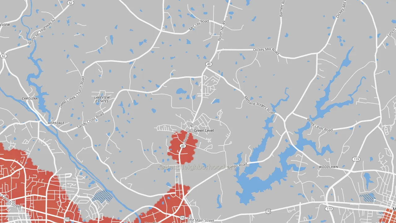 Transit Grade map of Green Level, NC