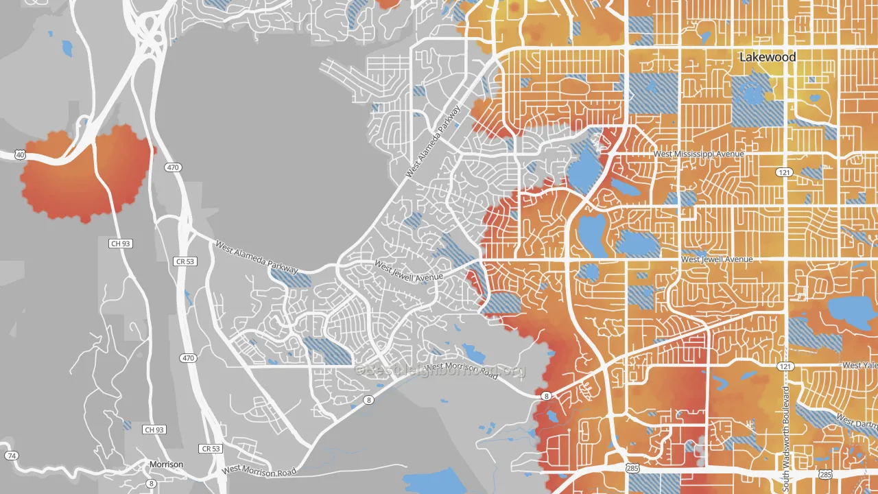 Transit Grade map of Green Mountain, Lakewood, CO