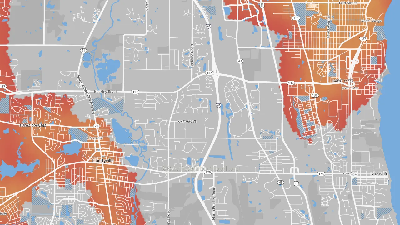 Transit Grade map of Green Oaks, IL