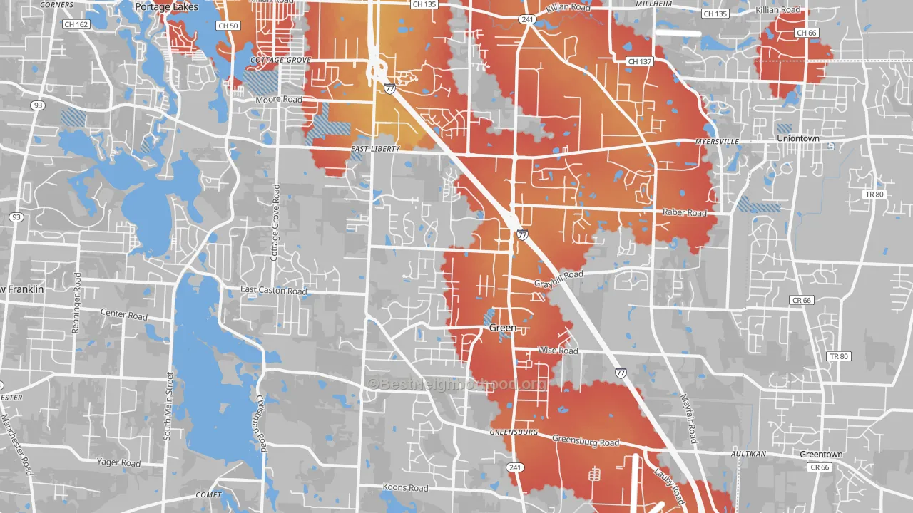 Transit Grade map of Green, OH
