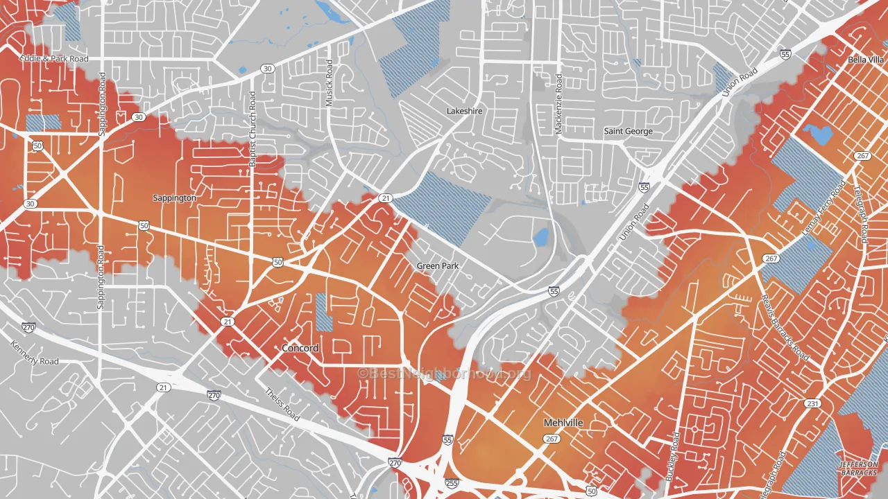 Transit Grade map of Green Park, MO