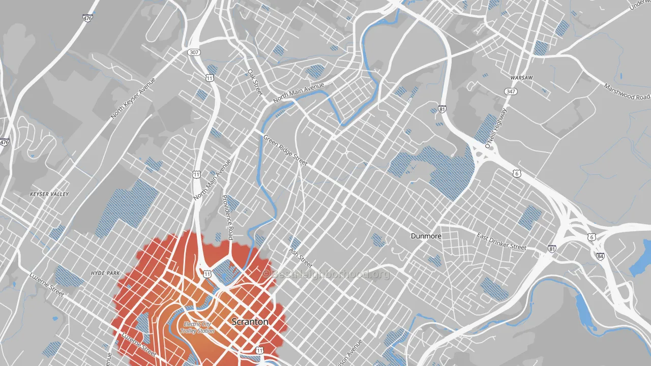Transit Grade map of Green Ridge, Scranton, PA