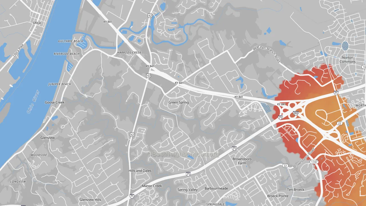 Transit Grade map of Green Spring, KY