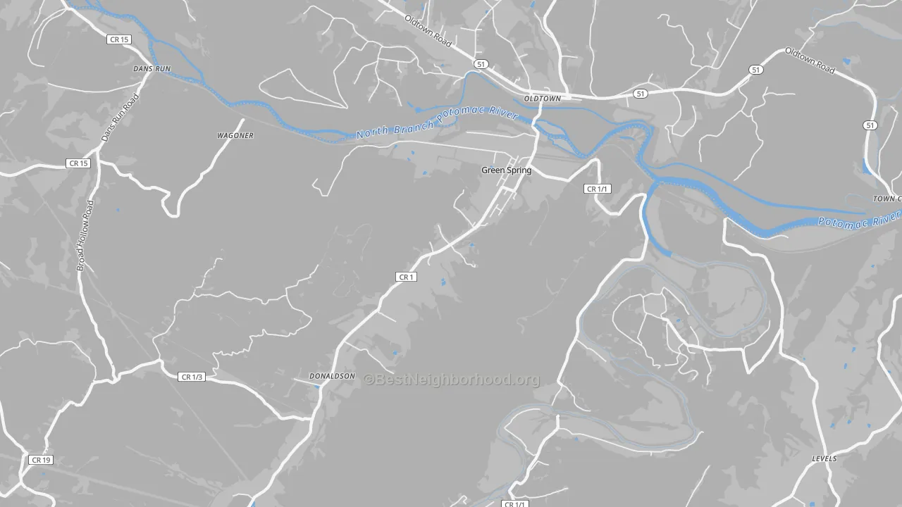 Transit Grade map of Green Spring, WV