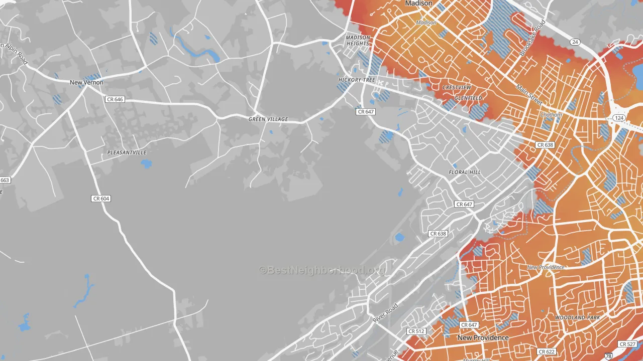 Transit Grade map of Green Village, NJ