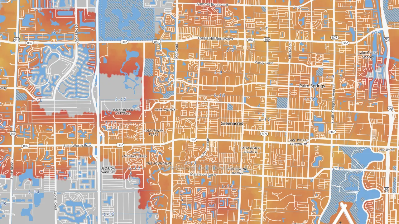 Transit Grade map of Greenacres, FL