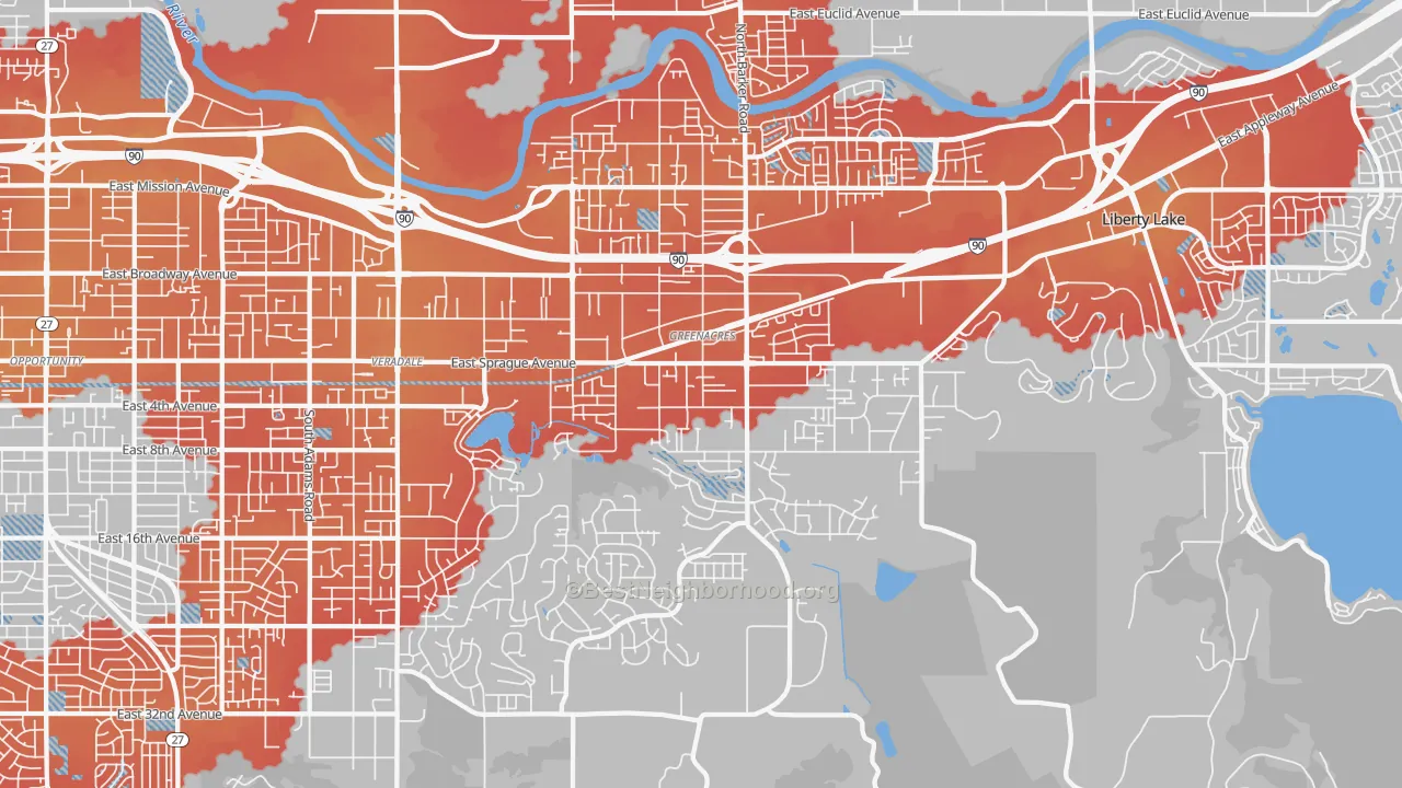 Transit Grade map of Greenacres, WA