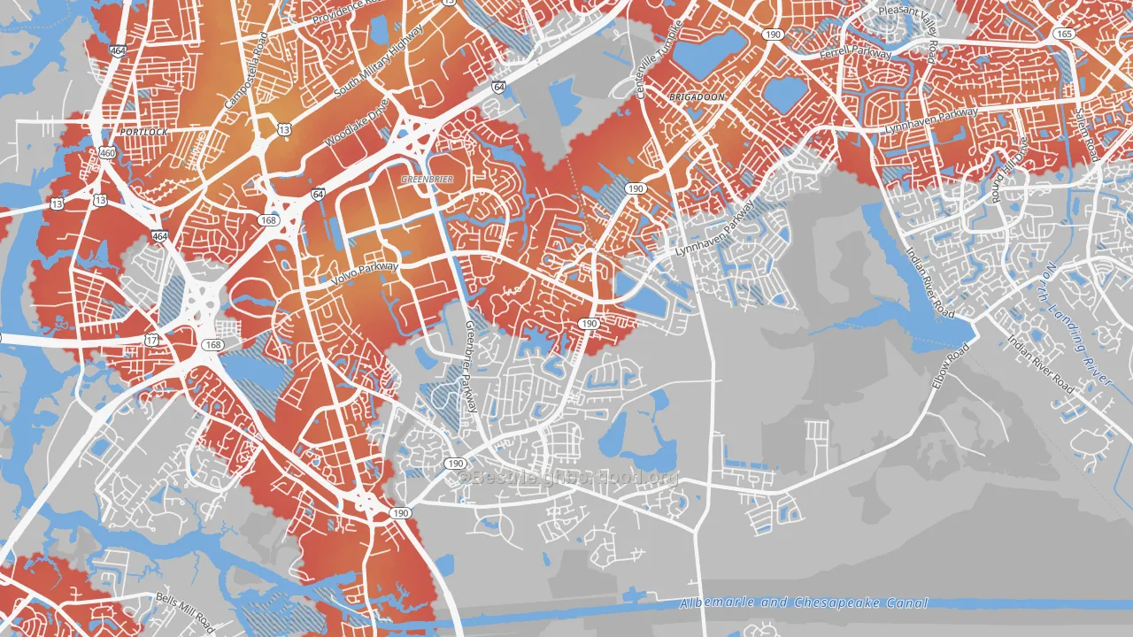 Transit Grade map of Greenbrier East, Chesapeake, VA