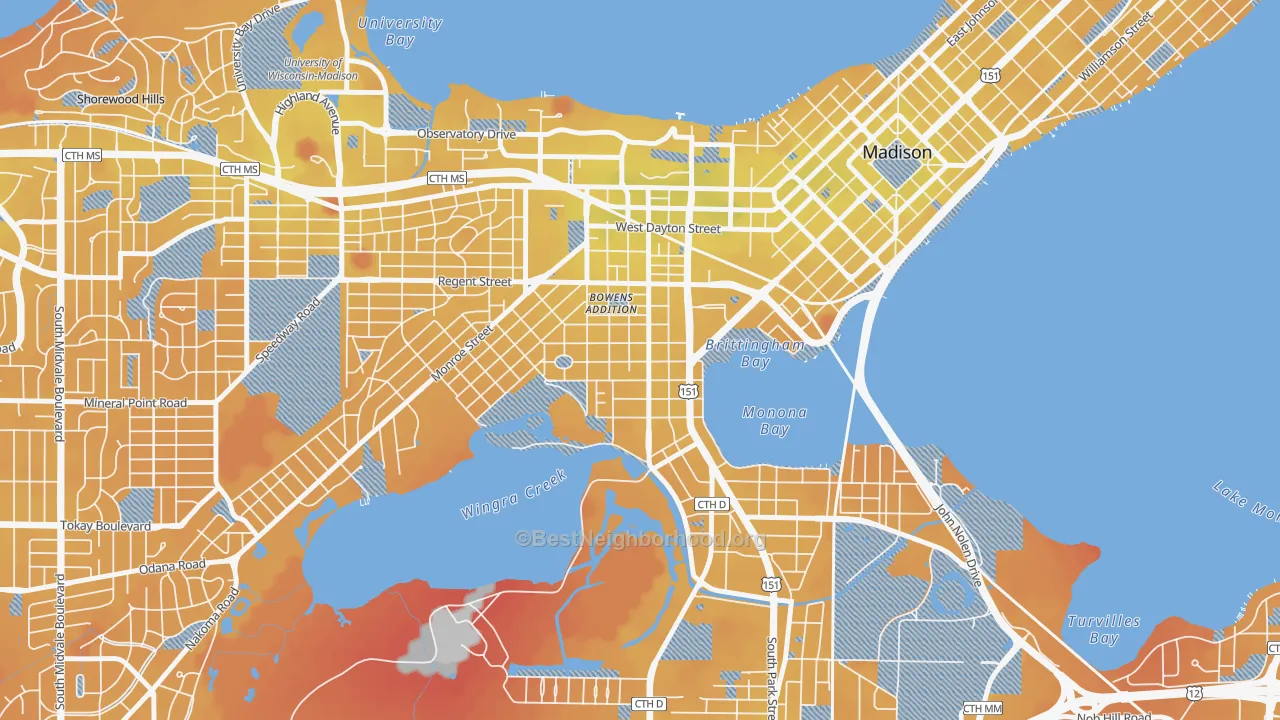 Transit Grade map of Greenbush, Madison, WI
