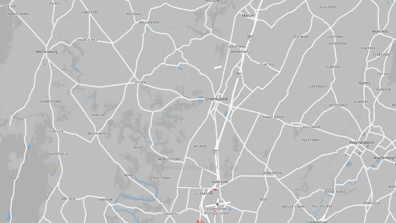 Transit Grade map of Greencastle, PA
