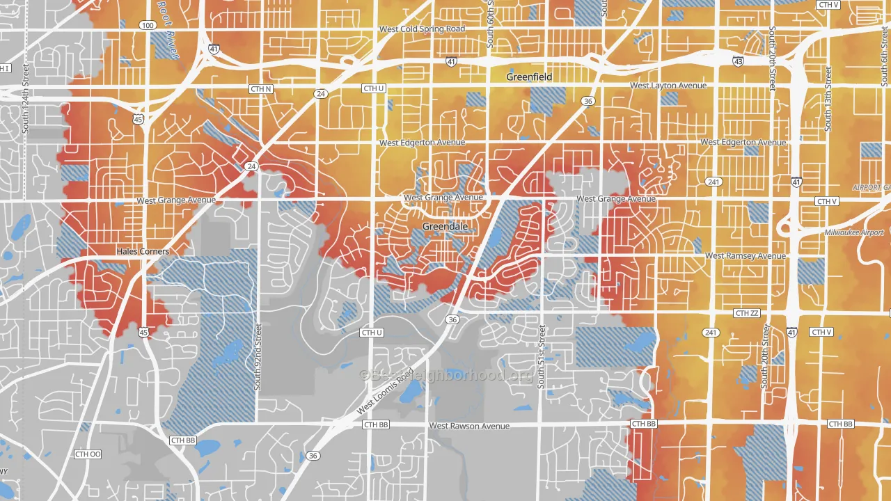 Transit Grade map of Greendale, WI
