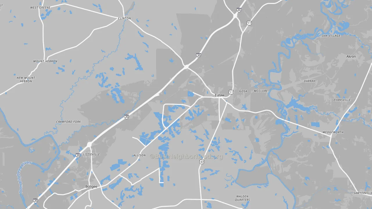 Transit Grade map of Greene County, AL