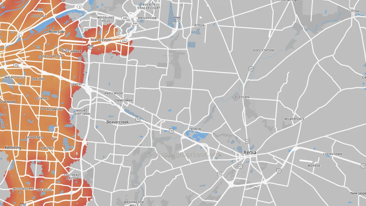 Transit Grade map of Greene County, OH