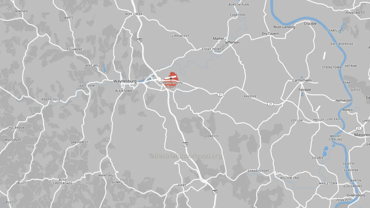 Transit Grade map of Greene County, PA
