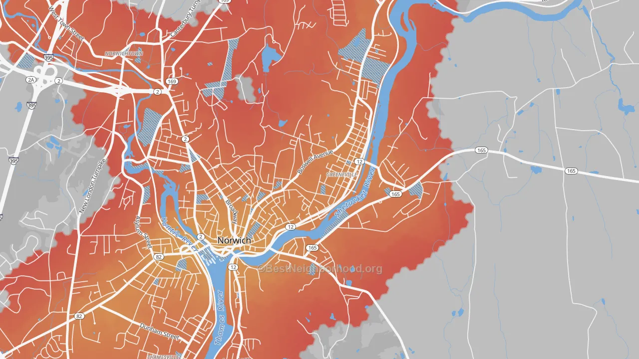 Transit Grade map of Greeneville Historic District, Norwich, CT