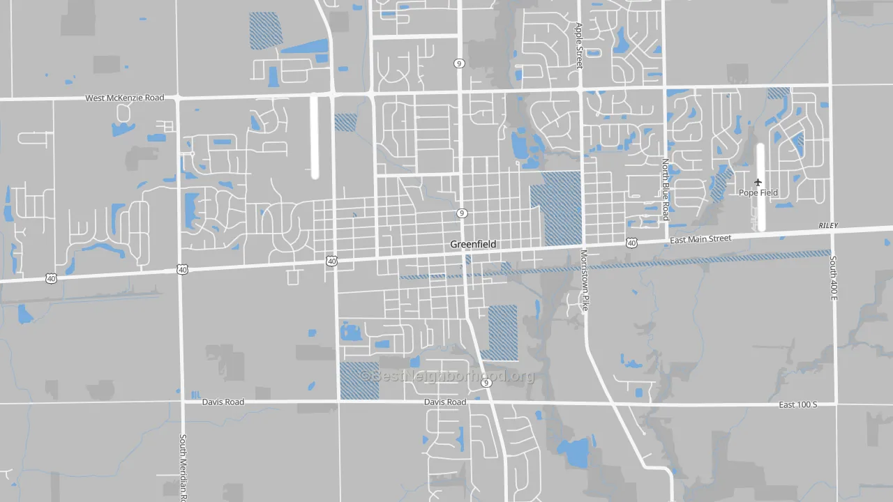 Transit Grade map of Greenfield Courthouse Square Historic District, Greenfield, 