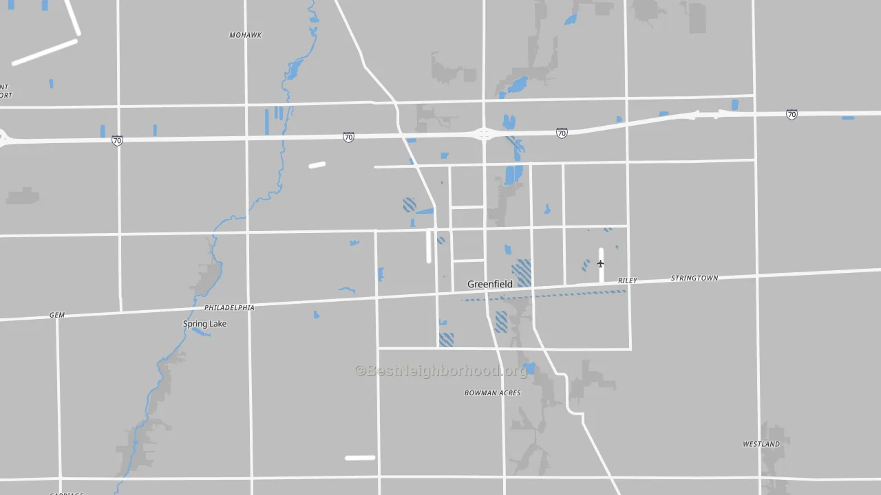 Transit Grade map of Greenfield, IN