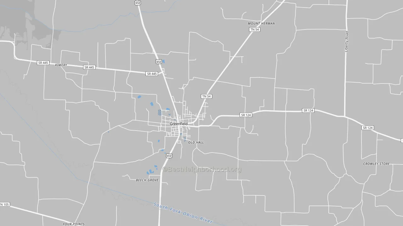 Transit Grade map of Greenfield, TN