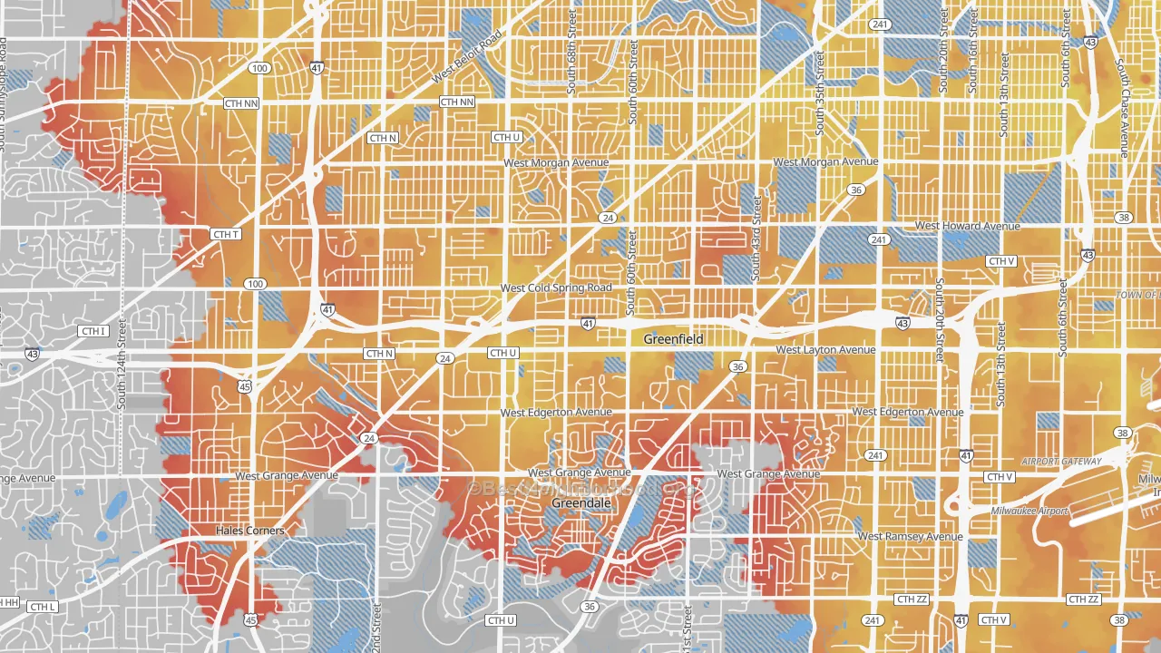 Transit Grade map of Greenfield, WI