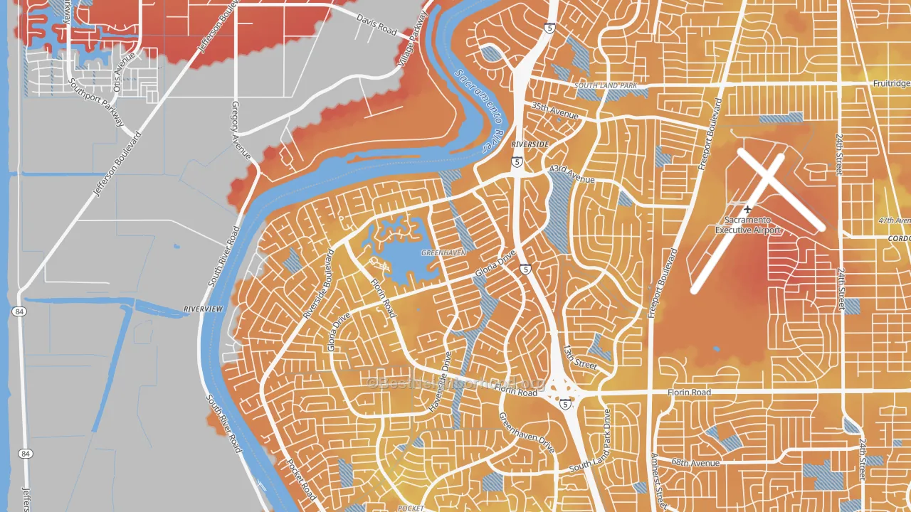 Transit Grade map of Greenhaven, Sacramento, CA