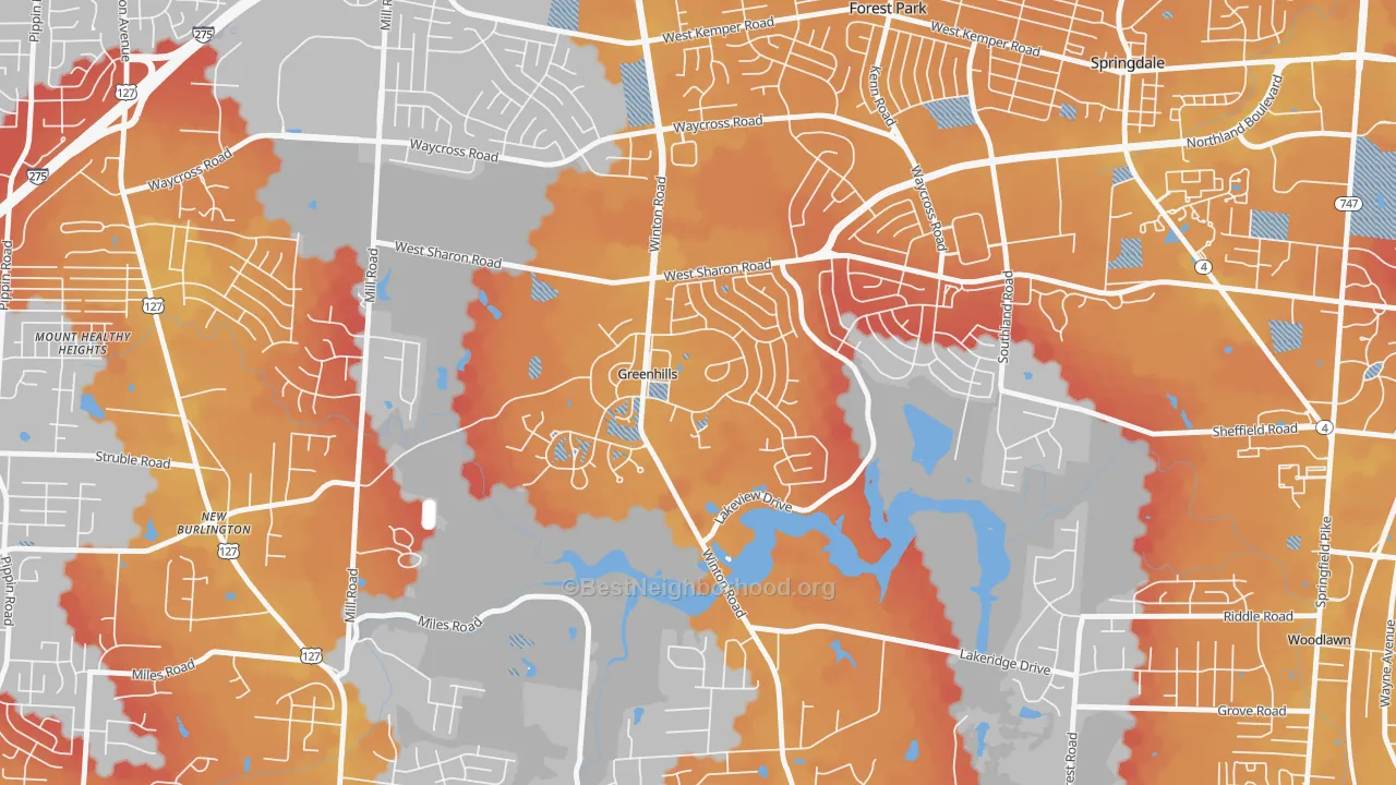 Transit Grade map of Greenhills, OH