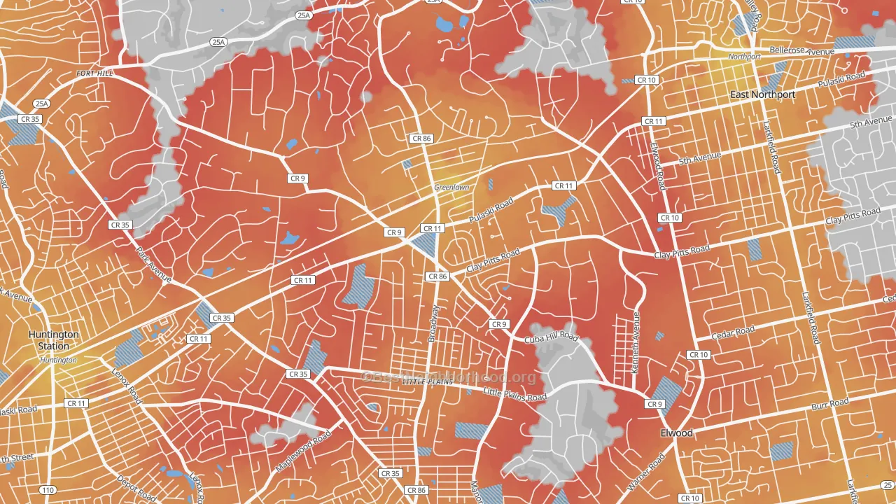 Transit Grade map of Greenlawn, NY