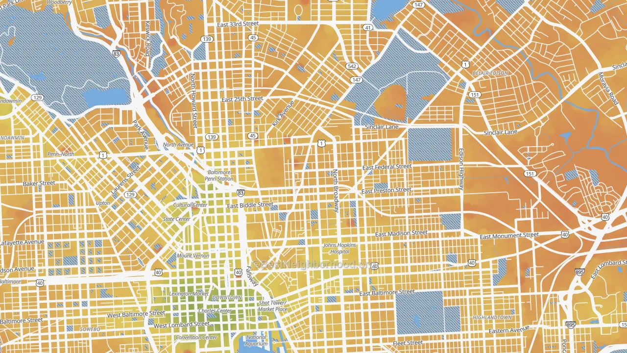 Transit Grade map of Greenmount, Baltimore, MD