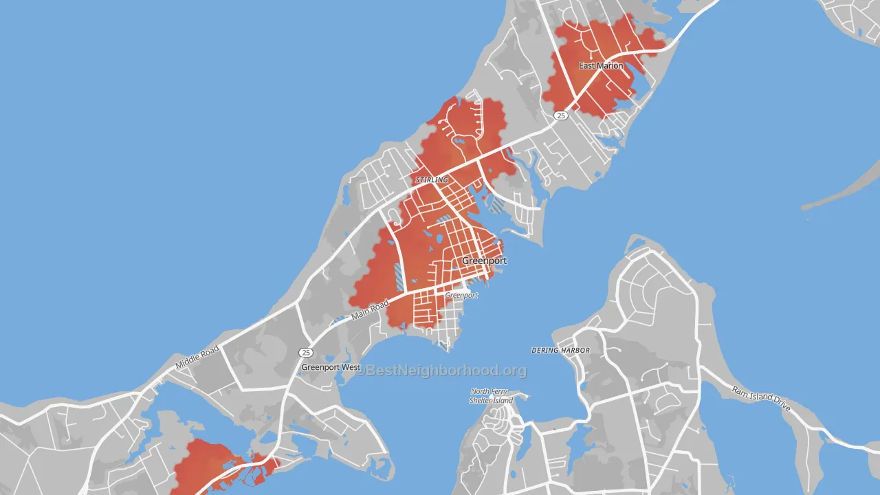 Transit Grade map of Greenport, NY