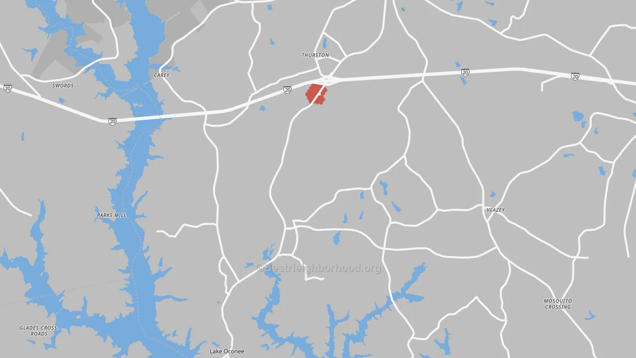 Transit Grade map of Greensboro, GA